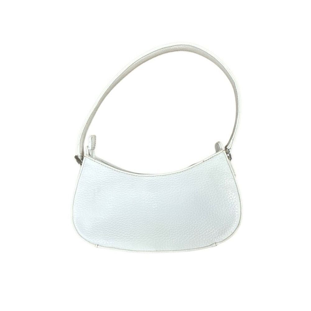 Vintage 90s Liz Claiborne White Baguette Shoulder Bag Minimalist Y2K Faux Leathe
